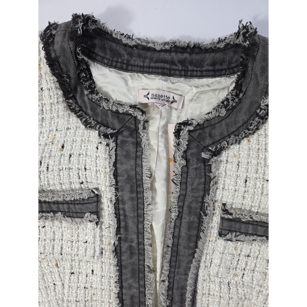 Nanette Lepore Boucle Tweed Blazer Jacket Ivory Black NWT Size Small - Picture 7 of 13